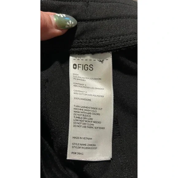 FIGS Zamora Jogger Scrub Pants Black Womens Drawstring Pockets 28 Inseam - Picture 7 of 7